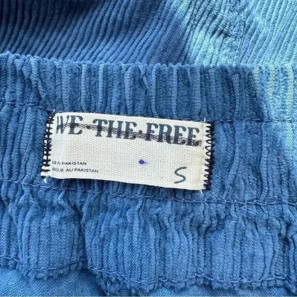 NWT Free People Wide-Leg Pull-On Cord Pants Blue Small